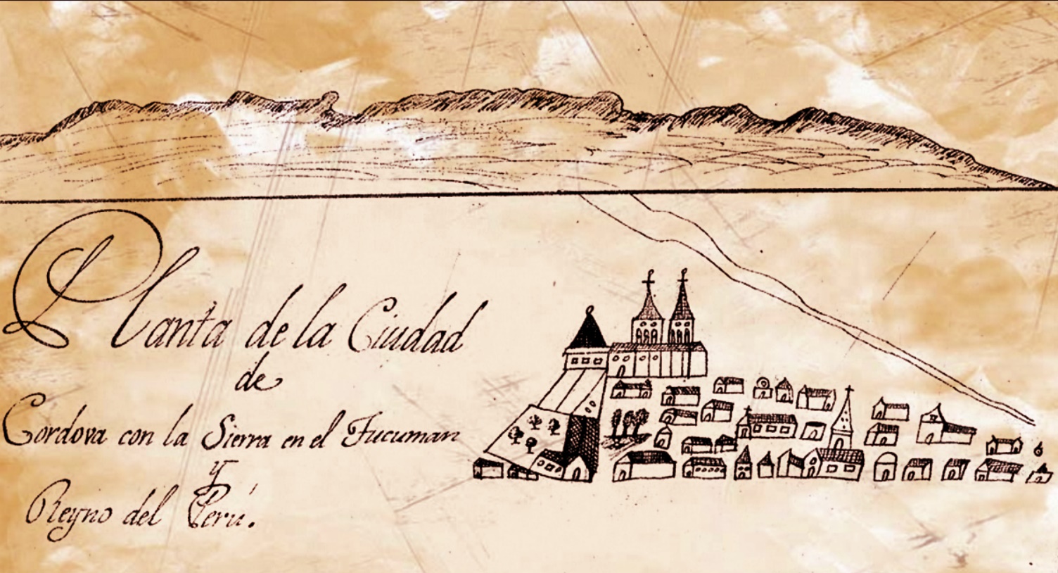 Dibujo de Florian Paucke, Córdoba en 1739.