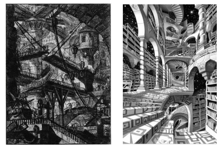 Grabados de G. Piranesi (1720-1778) y M.C. Escher (1898-1972)