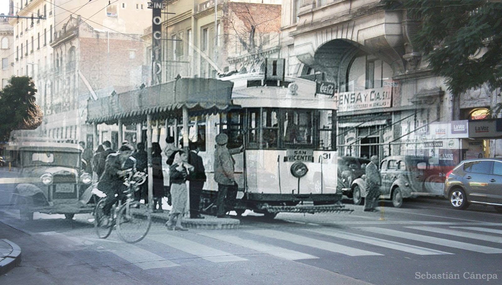 Proyecto "Fantasmas de Córdoba" - Av. Olmos y Rivadavia (circa 1940, La voz del interior - 2013, Sebastián Cánepa)